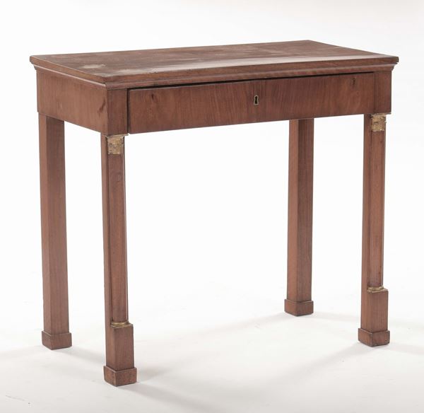 Console Impero in noce ad un cassetto