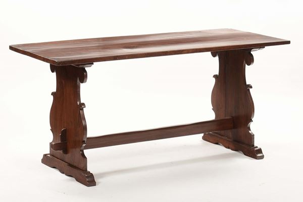 Tavolo fratino in noce con piano rettangolare