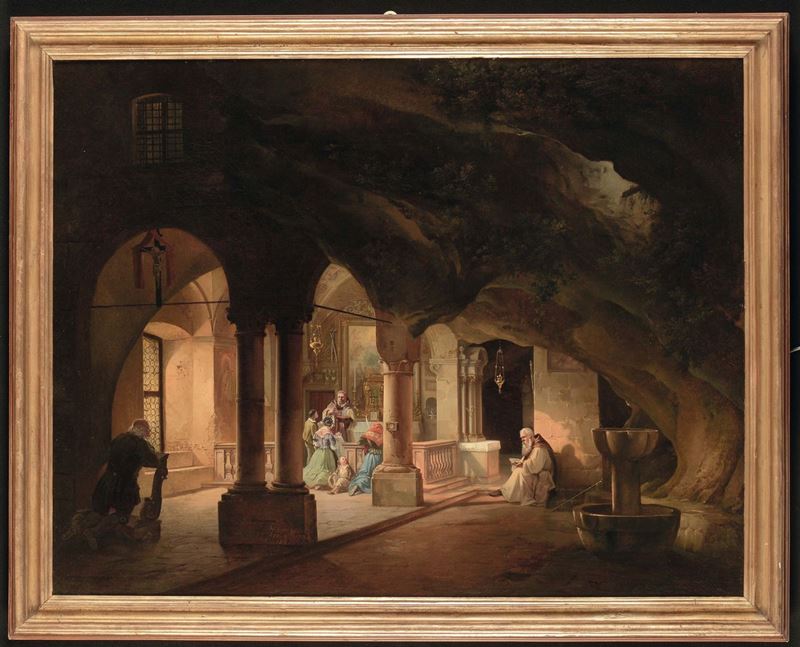 Federico Moja (1802-1885), attribuito a Cappella sotterranea a Brembate  - Auction 19th and 20th Century Paintings - Cambi Casa d'Aste