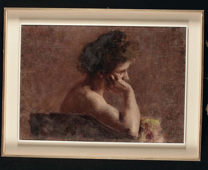 Carlo Corsi (1879-1966) Giovane pensierosa, 1905  - Auction 19th and 20th Century Paintings - Cambi Casa d'Aste