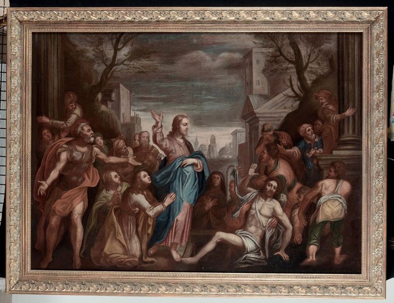 Scuola Veneta del XVII secolo Resurrezione di Lazzaro  - Auction Old Masters Paintings - Cambi Casa d'Aste