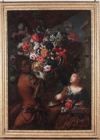 Karel Van Vogelaer (maastricht 1653 - Roma 1695)trofeo di Fiori in un Vaso D’argento Sorretto da ...
