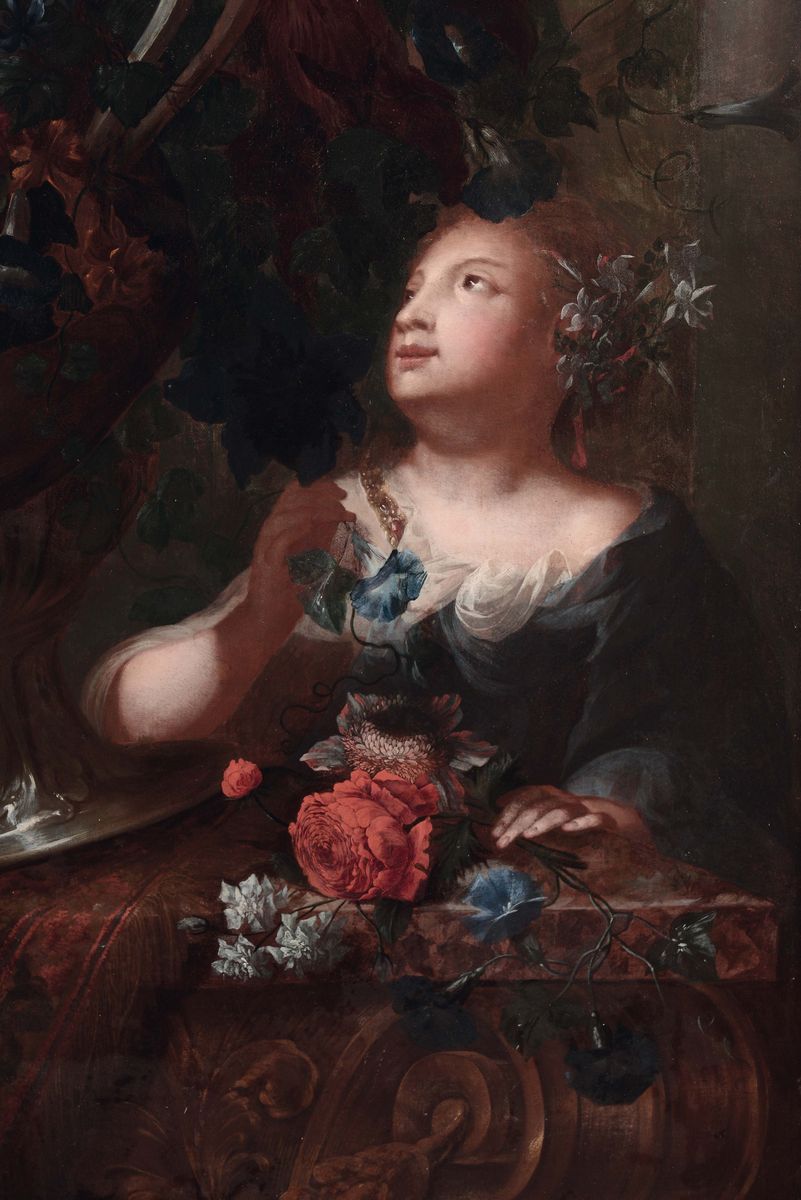 Karel Van Vogelaer (maastricht 1653 - Roma 1695)trofeo di Fiori in un Vaso D’argento Sorretto da ...
