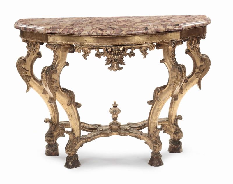 Console Luigi XV in legno intagliato e dorato, fine XVIII secolo  - Asta Antiquariato, Affidamenti da raffinate dimore private - Cambi Casa d'Aste