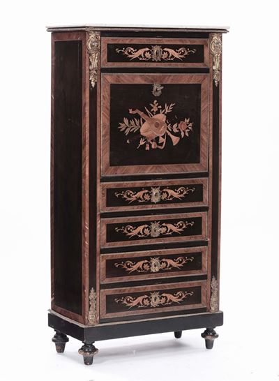 Secretaire Napoleone III Lastronato ed Intarsiato