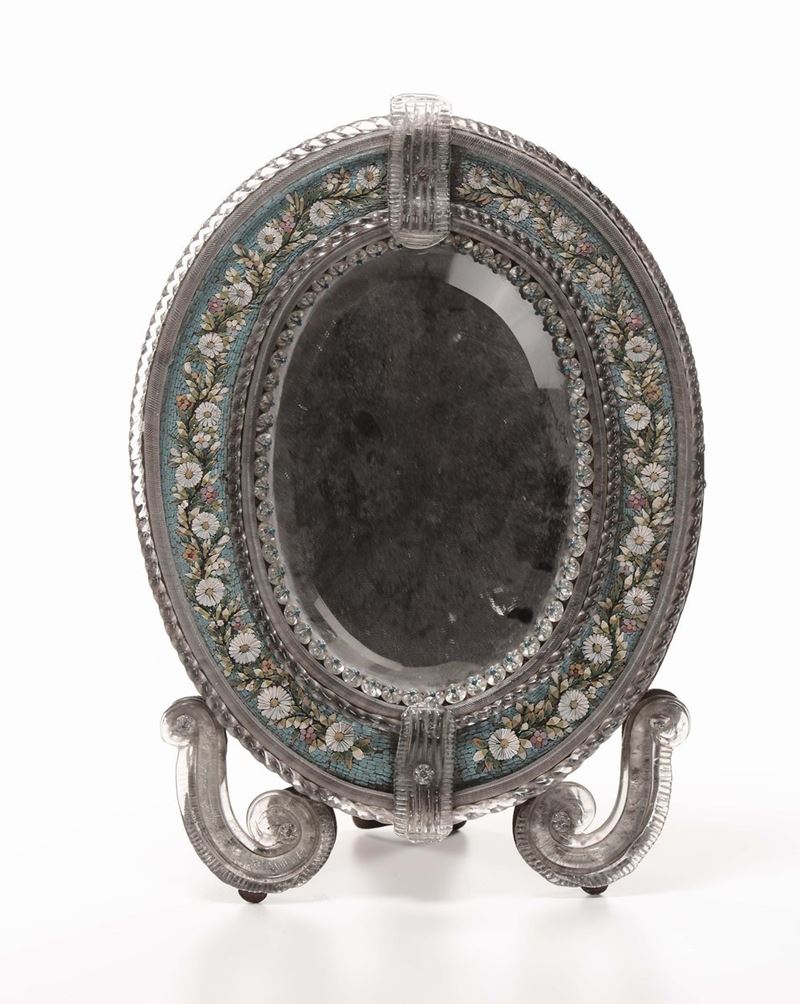 Specchierina da tavolo in cristallo decorata da mosaico  - Asta Antiquariato, Affidamenti da raffinate dimore private - Cambi Casa d'Aste