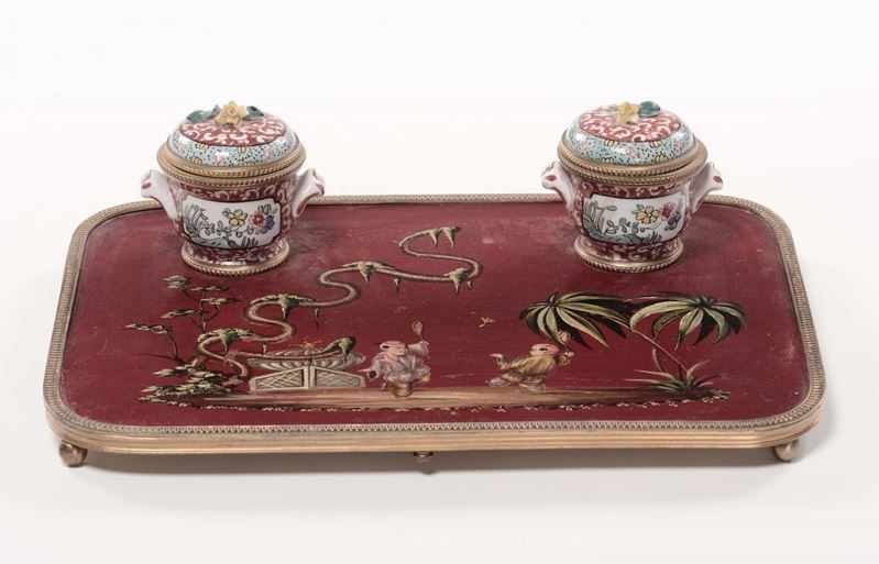 Calamaio dipinto a chinoiseries  - Asta Antiquariato, Affidamenti da raffinate dimore private - Cambi Casa d'Aste