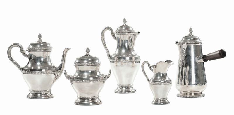 Servizio da tè e caffè in argento, Francia XX secolo  - Auction Fine Arts from refined private house - Cambi Casa d'Aste