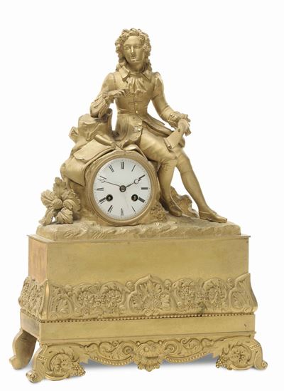 Pendola da Tavolo in Bronzo Dorato, Francia XIX-XX Secolo