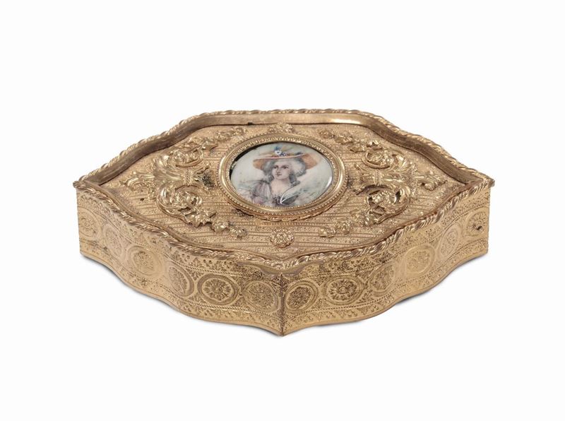 Scatola in rame dorato, Francia o Germania, XIX secolo  - Auction Italian and European Silver Collection  - II - Cambi Casa d'Aste