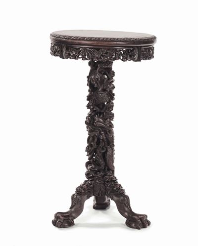 Alzata in Legno con Piano in Marmo, Cina, Dinastia Qing, XIX Secolo