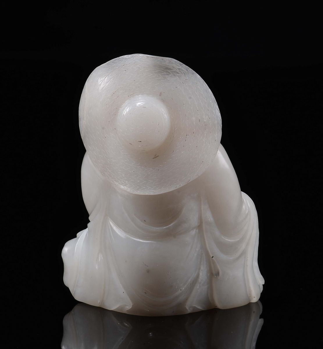 Figura di Saggio Scolpita in Giada Bianca, Cina, Dinastia Qing, Fine XIX Secolo