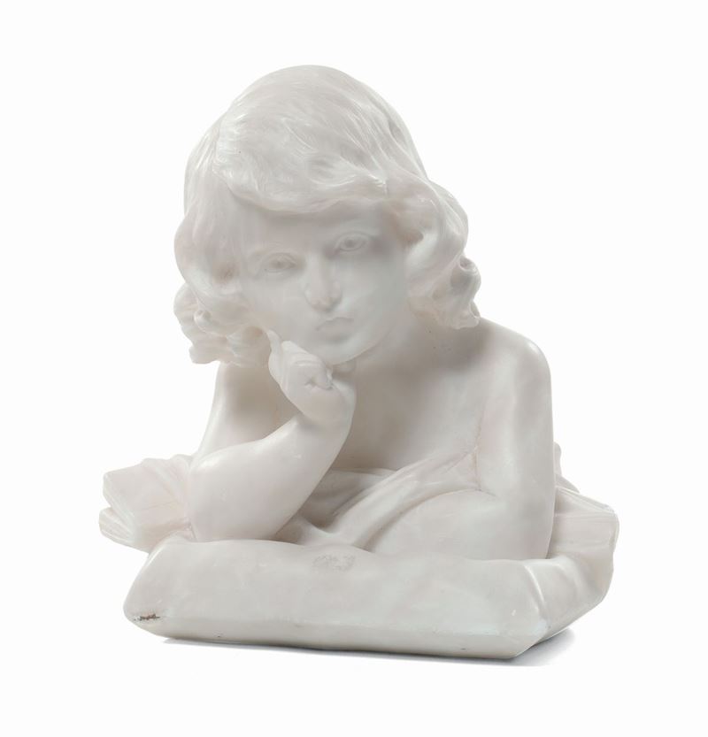 Statua in alabastro raffigurante bimba su cuscino  - Asta Arti Decorative del Novecento - II - Cambi Casa d'Aste