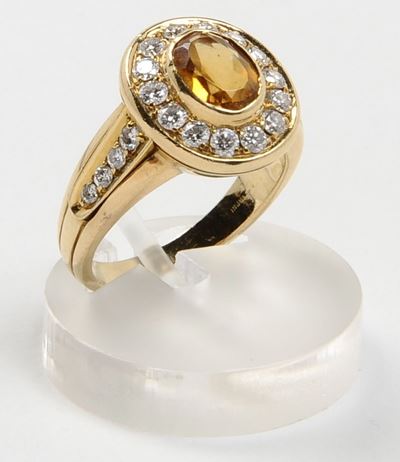Petochi, Anello con Quarzo Citrino e Diamanti