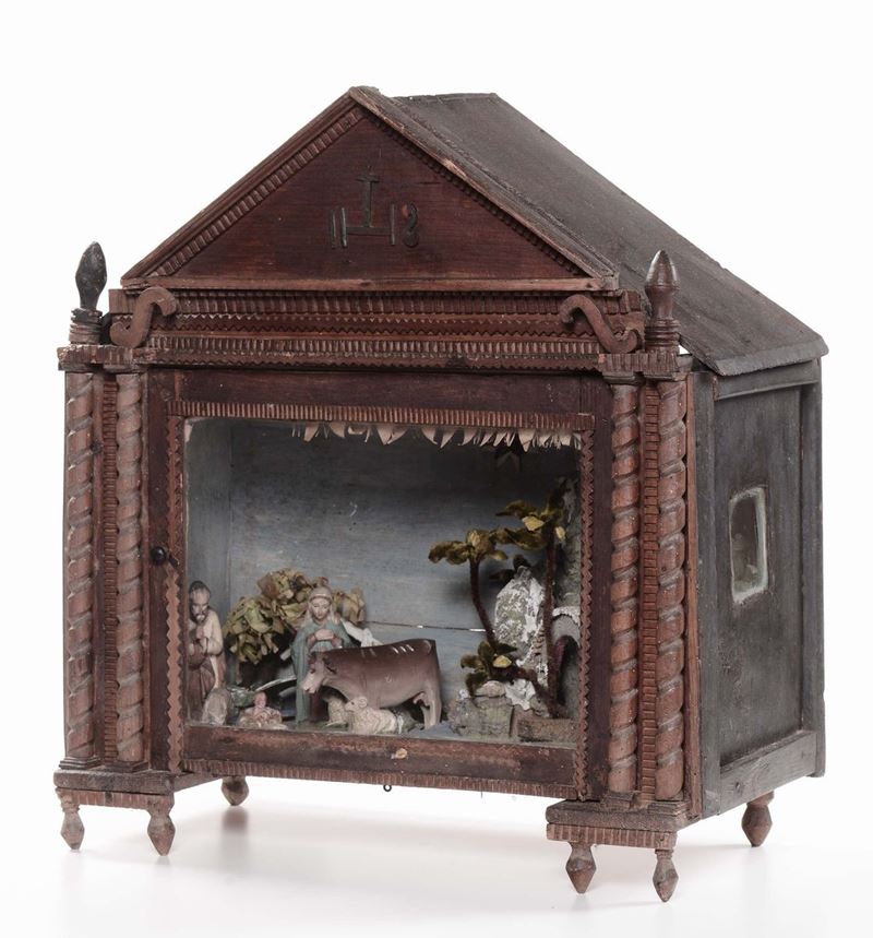 Teca contenente presepe figurine del presepe, Piemonte XIX-XX secolo  - Auction Fine Arts from refined private house - Cambi Casa d'Aste