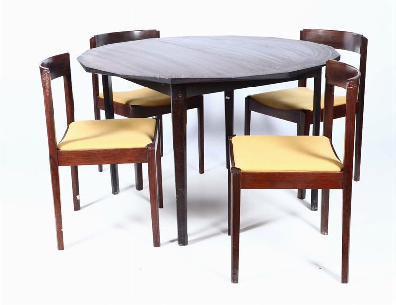 Tavolo tondo e quattro sedie in mogano  - Auction Fine Art Timed Auction - V - Cambi Casa d'Aste
