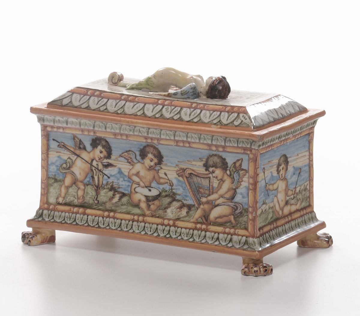 Scatola in Maiolica Policroma, Castelli XIX Secolo