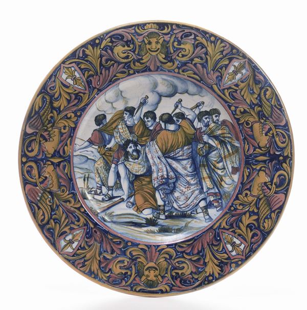 Piatto in maiolica raffigurante la morte di Romolo, Gualdo Tadino