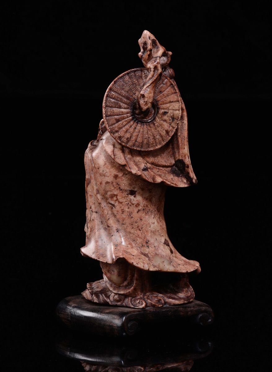 Figura di Saggio con Bastone in Pietra Dura, Cina, XX Secolo