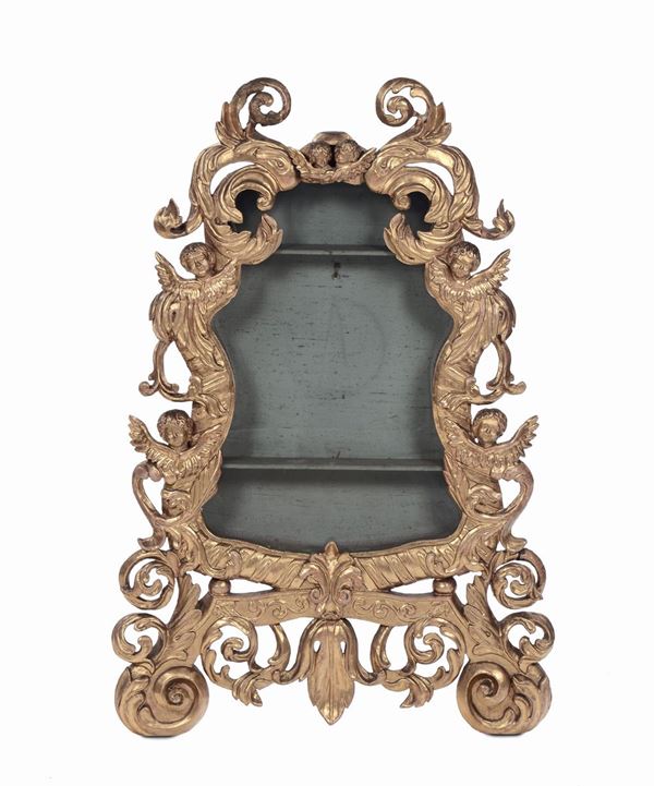 Teca in legno intagliato e dorato, XIX secolo