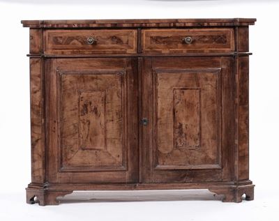 Credenza a Due Ante Lastronata e Filettata, XIX-XX Secolo