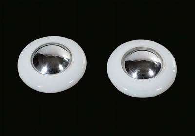 Coppia di Applique in Vetro Bianco