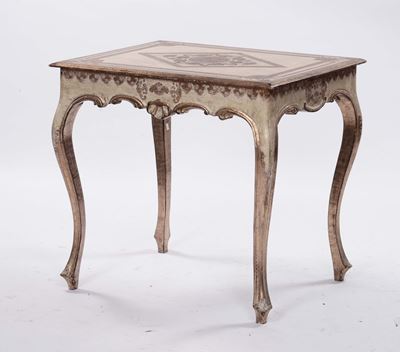 Tavolino in Legno Laccato e Dorato
