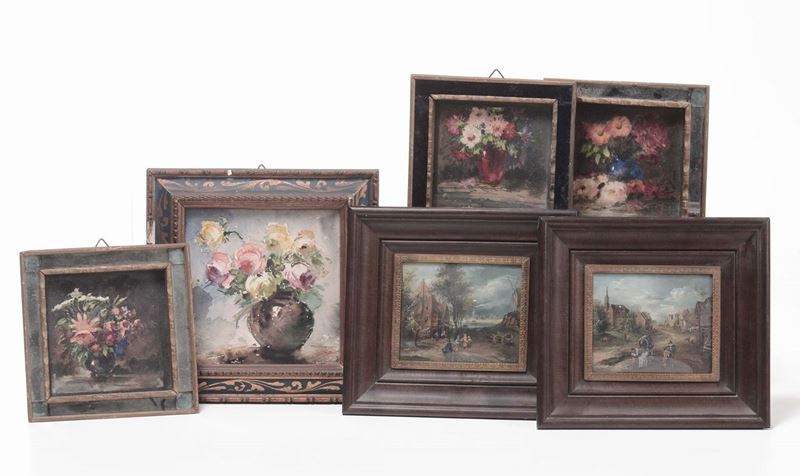 Coppia di piccoli dipinti su tavoletta con paesaggi fiamminghi  - Auction Time Auction 9-2014 - Cambi Casa d'Aste
