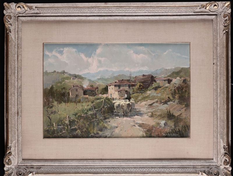 Angelo Maria Armao (XX secolo) Ritorno all'ovile (San Colombano Certenoli)  - Auction 19th and 20th Century Paintings - Cambi Casa d'Aste