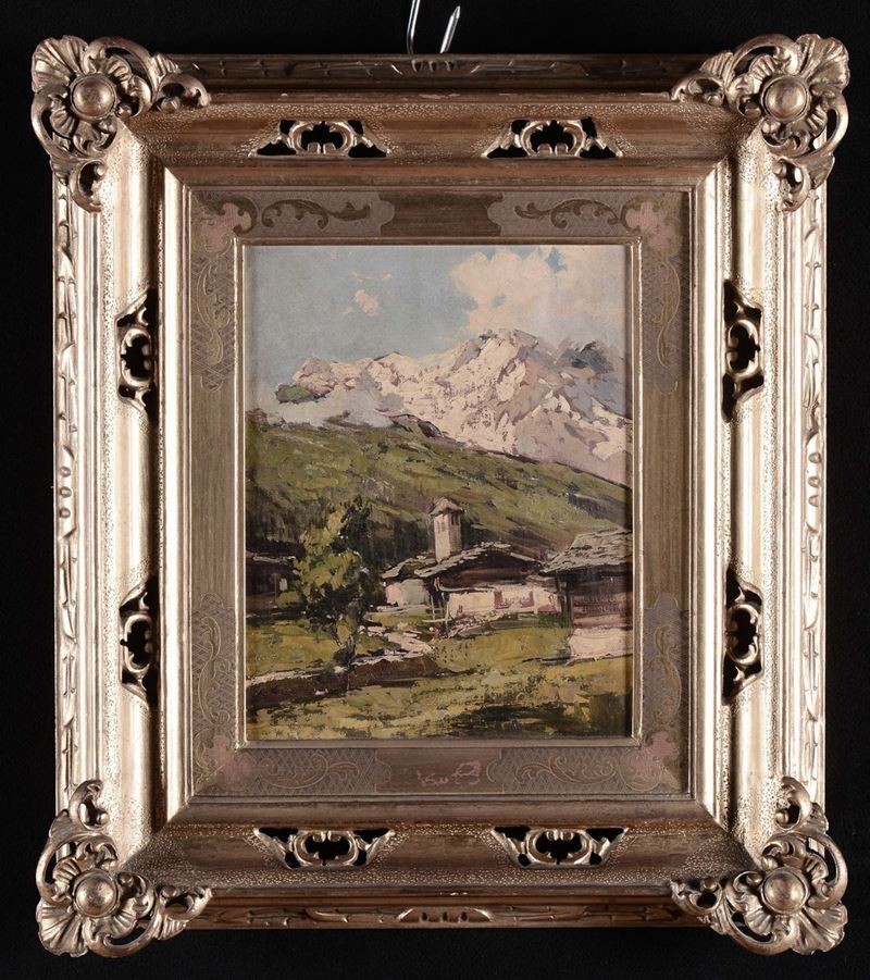 Anonimo del XIX-XX secolo Paesaggio montano  - Auction Fine Arts from refined private house - Cambi Casa d'Aste