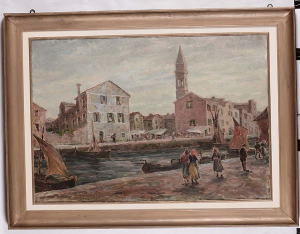 Anonimo del XIX secolo Canale con barche