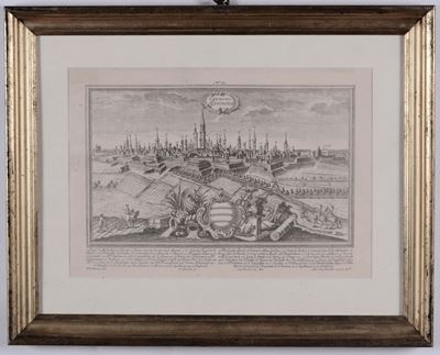Stampa Raffigurante la Città di Cremona, F.b. Werner, Mart Engelbrecht Excud.