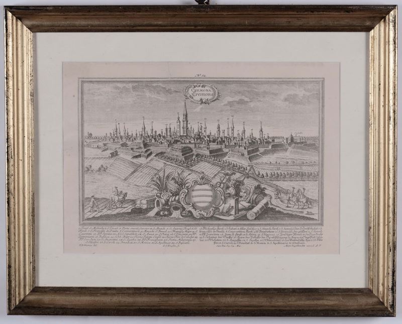 Stampa raffigurante la città di Cremona, F.B. Werner, Mart Engelbrecht excud.  - Auction Fine Arts from refined private house - Cambi Casa d'Aste