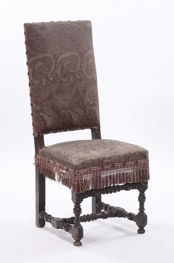 Sedia con gambe a rocchetto, XVII secolo