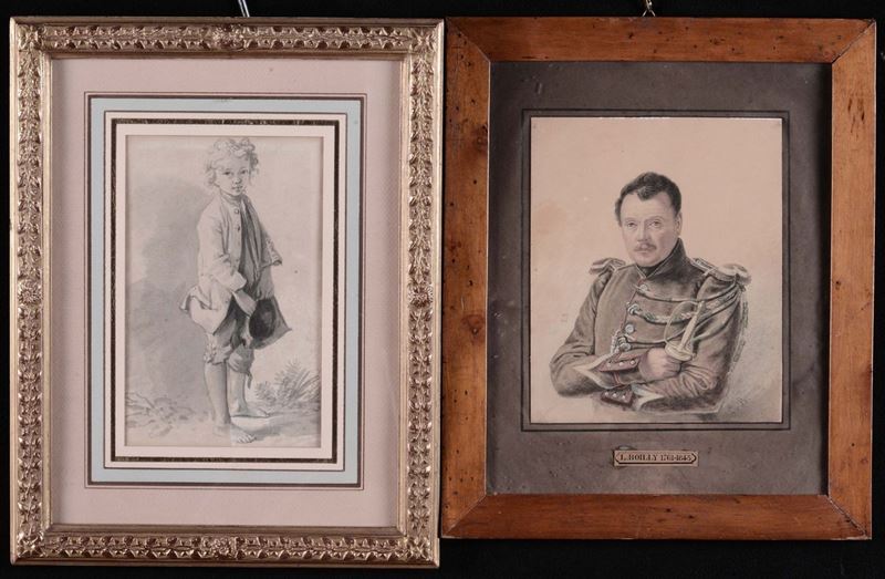 Anonimo del XIX secolo Ritratto di ufficiale e Ritratto di bimbo  - Asta Antiquariato, Affidamenti da raffinate dimore private - Cambi Casa d'Aste
