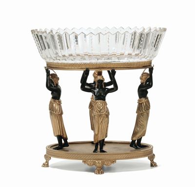 Centrotavola in Bronzo Dorato, Brunito e Cristallo, XIX Secolo
