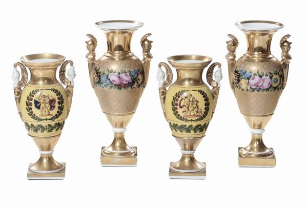 Quattro vasi Impero in ceramica, Francia XIX-XX secolo