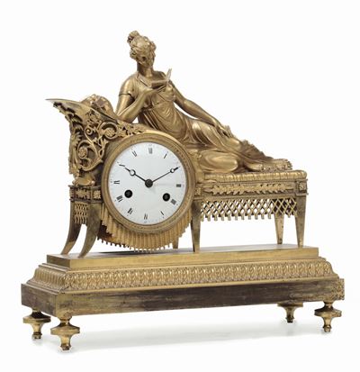 Pendola da Tavolo in Bronzo Dorato, Francia XIX Secolo