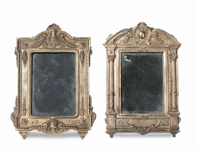 Due Cornici Portafoto in Bronzo Dorato, XIX-XX Secolo