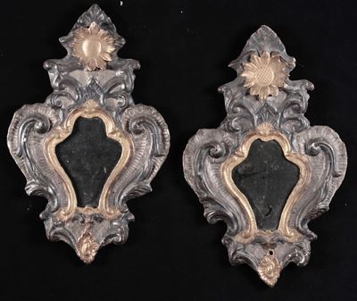 Quattro Cartaglorie in Legno Intagliato, Dorato e Argentato