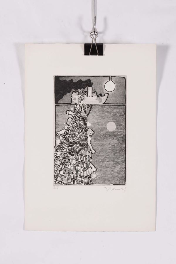 Lotto di sei tra stampe e chine su carta