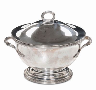 Zuppierina con Coperchio in Argento Sterling, Argentiere Fasano, Italia XX Secolo