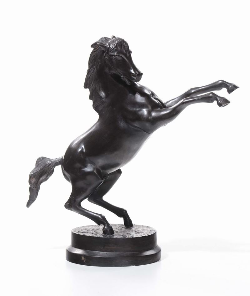 Cavallo rampante in bronzo brunito  - Asta Antiquariato, Affidamenti da raffinate dimore private - Cambi Casa d'Aste