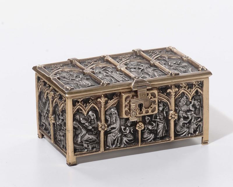 Cofanetto in metallo argentato e dorato  - Auction Fine Arts from refined private house - Cambi Casa d'Aste