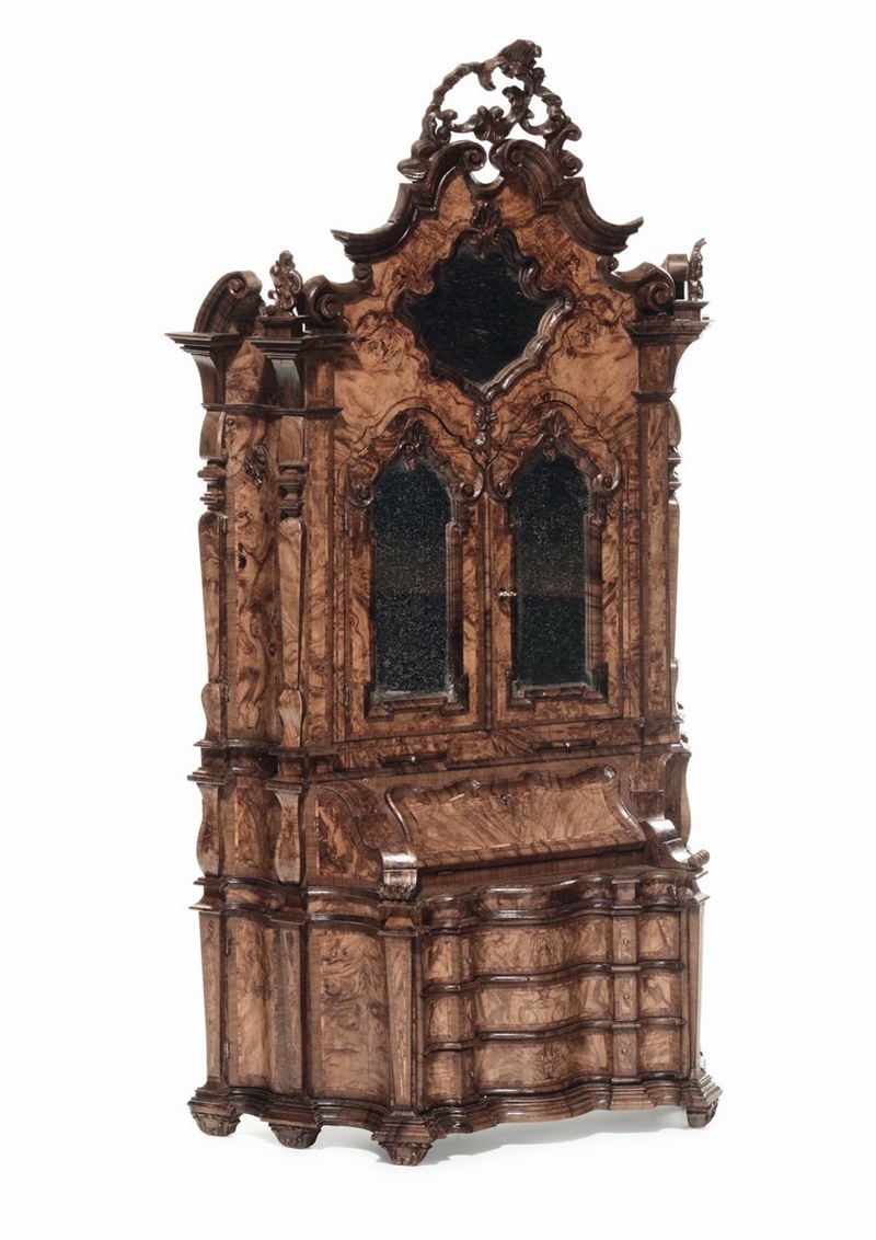 Modellino di trumeau Luigi XV in radica di ulivo, XVIII secolo  - Auction Fine Arts from refined private house - Cambi Casa d'Aste