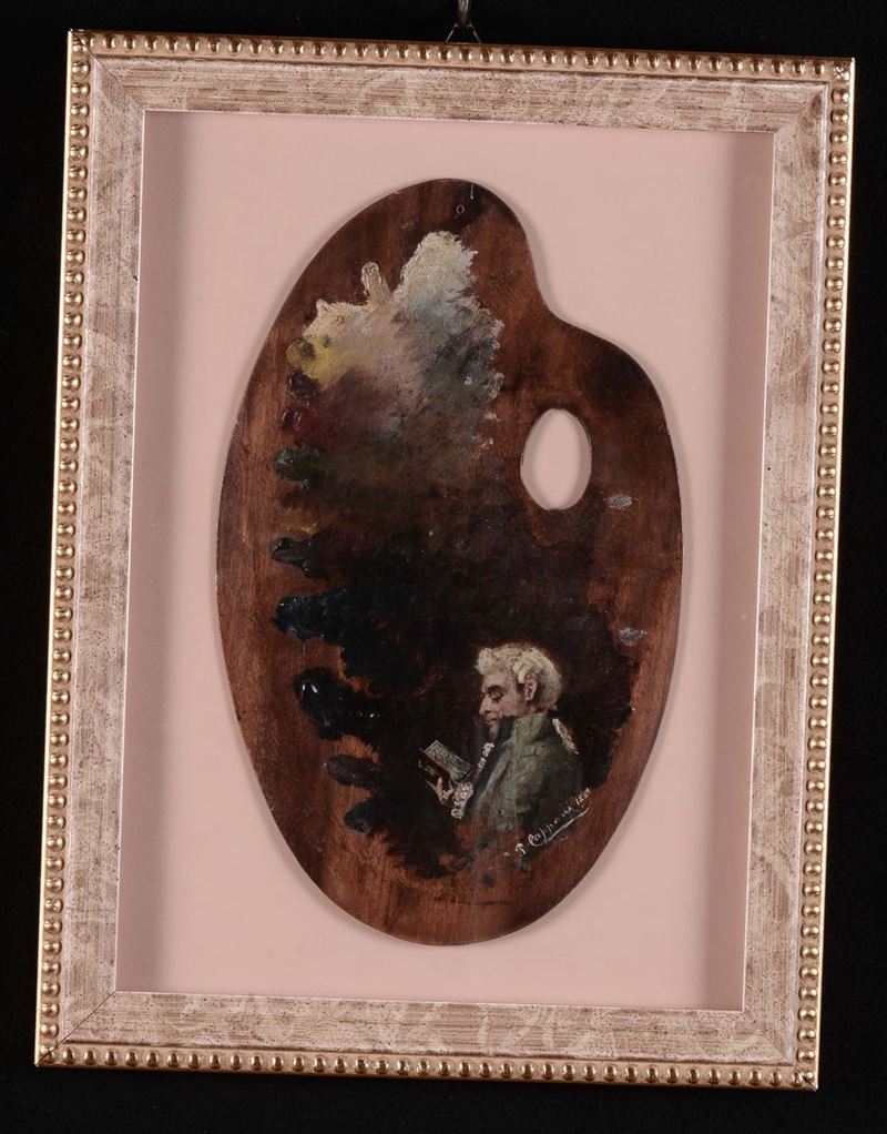 Autoritratto di pittore firmato e datato Capponi 1881  - Auction Fine Arts from refined private house - Cambi Casa d'Aste