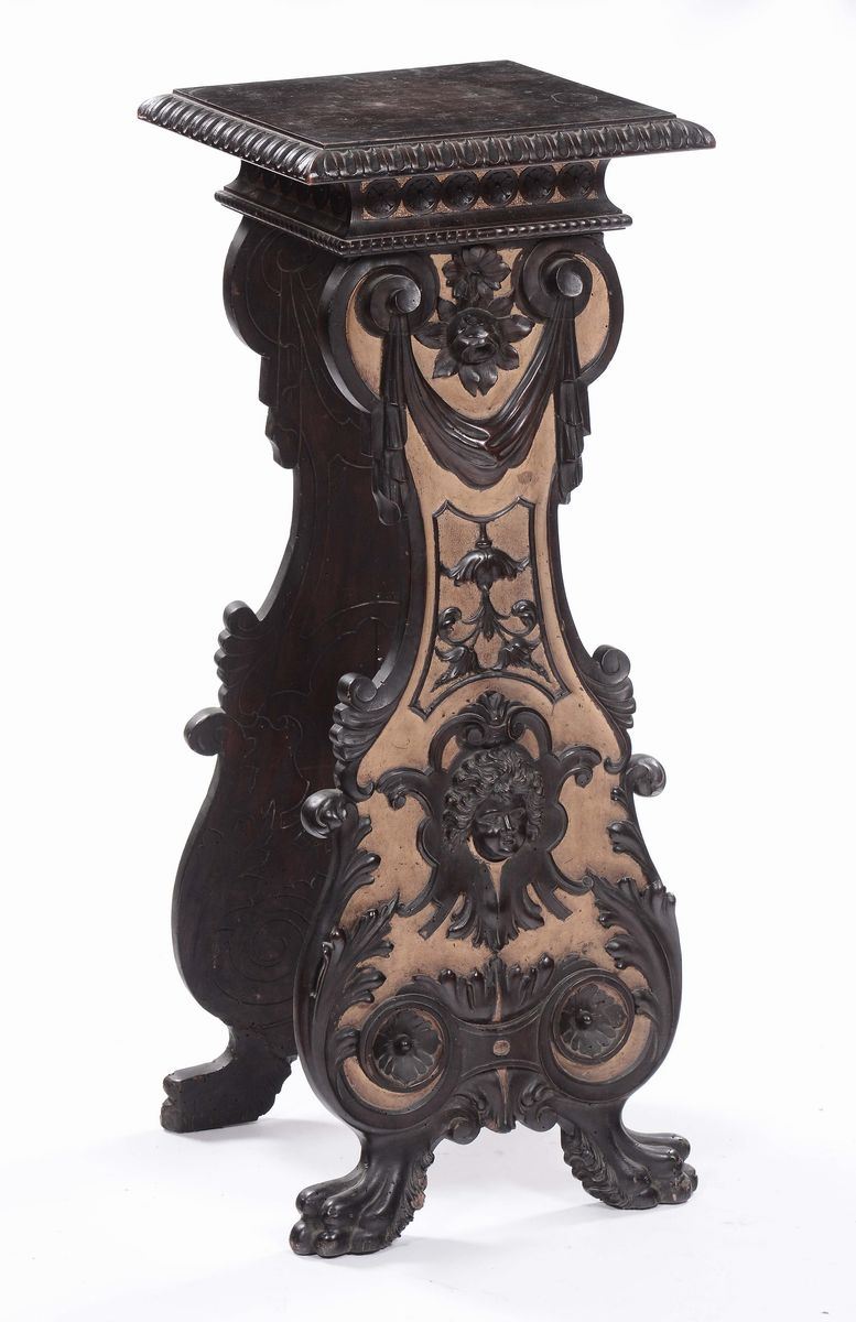 Mensolone portabusto in legno parzialmente dorato  - Asta Antiquariato, Affidamenti da raffinate dimore private - Cambi Casa d'Aste