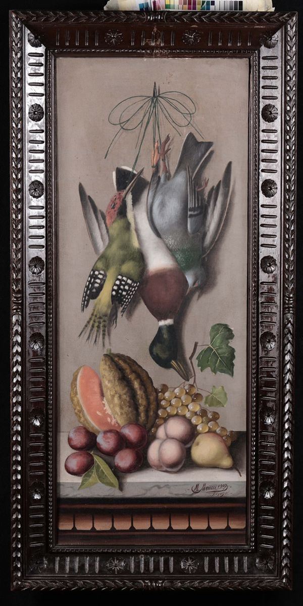 Michelangelo Meucci (1840-1909) Selvaggina e frutta