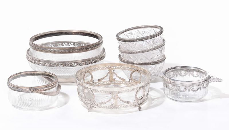 Servizietto da macedonia in argento e cristallo  - Auction Fine Arts from refined private house - Cambi Casa d'Aste