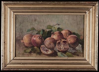 Cesare Bentivoglio (1868-1952), Attribuito Anatura Morta con Melograni